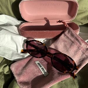 Miu Miu Oval Tortoiseshell Sunglasses | Authentic | With Case